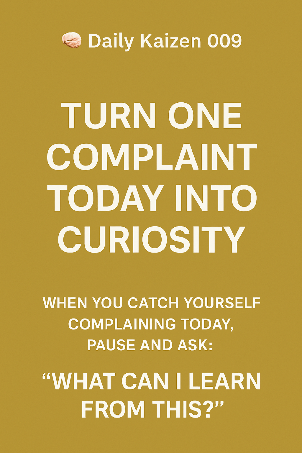 🧠 Daily Kaizen 009: Turn One Complaint Today Into&nbsp;Curiosity
